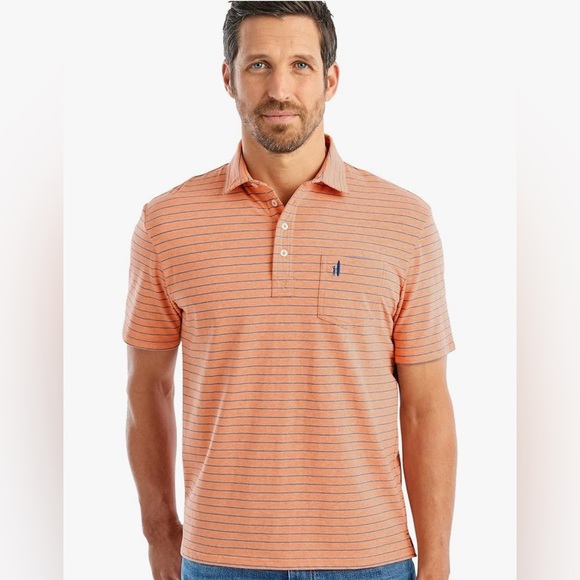 johnnie-O Other - johnnie-O Men’s The Original Polo in Neese Stripe, Orange, Navy Blue, Size Small